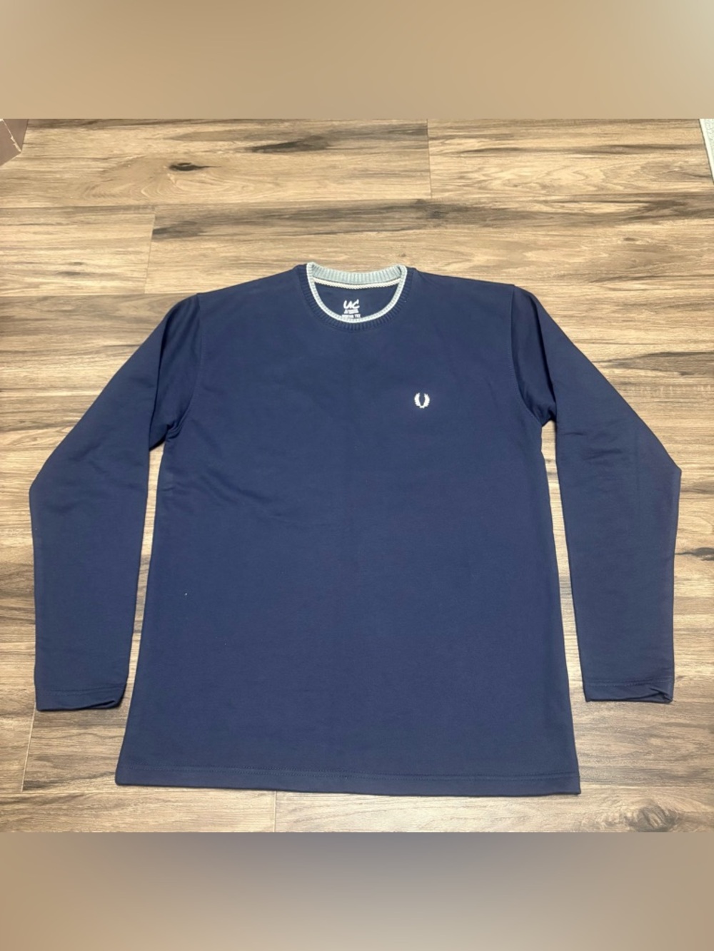 Navy Long Sleeve Crewneck with Contrast Trim